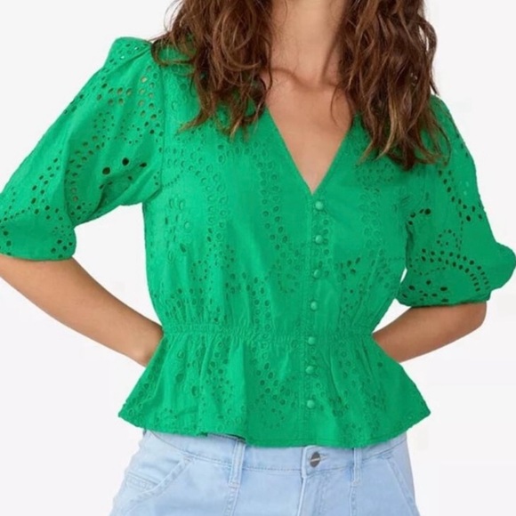 Sanctuary Eyelet Button Peplum Top Size Large NWT - Picture 1 of 12